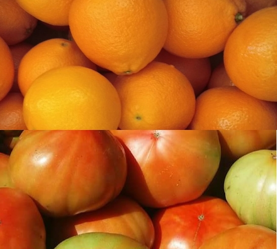 Caisse Mixte 19 kg d'Oranges à jus et de tomates valenciennes